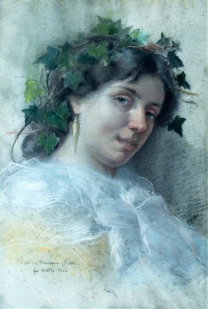 Rosina Mantovani Gutti (Roma 1851-1943)  - Ritratto di giovane donna