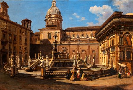 Teodoro Duclère (Napoli 1814-1869)  - La fontana di Piazza Pretoria a Palermo