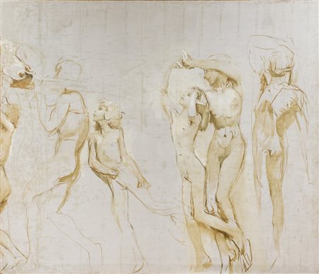 Giulio Aristide Sartorio (Roma 1860-1932)  - Grande studio ad olio per il ciclo decorativo della Biennale di Venezia del 1907, 1906 circa