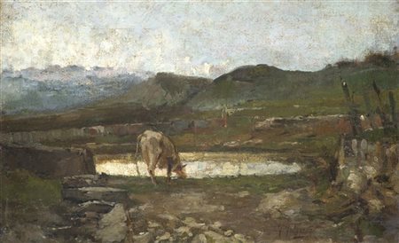 Francesco Filippini "Paesaggio alpestre" 
olio su tela (cm 35x55) 
Firmato in ba