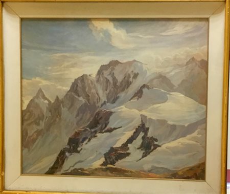 Z. Colombo "La catena del Monte Bianco Aiguille Noire" olio su masonite (cm 55x64)