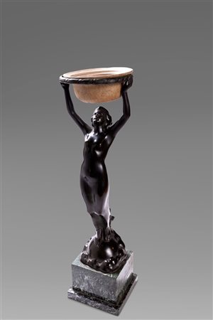 Karl Perl (Liezen 1876-1965)  - Scultura in bronzo raffigurante figura femminile