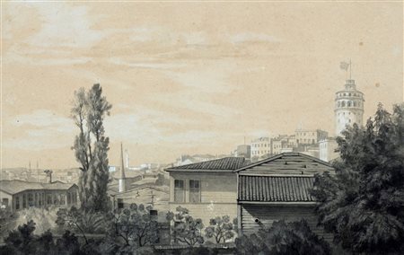 Jean-Baptiste Antoine  Guillemet (Chantilly 1843-Mareuil 1918)  - Veduta di Istanbul