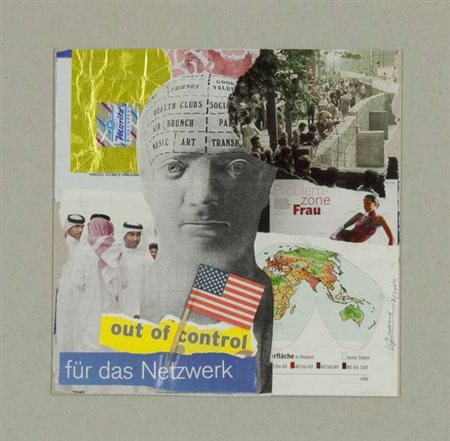 Luc Fierens Senza titolo, 2004 collage su cartoncino, cm. 19x19 Firma in...