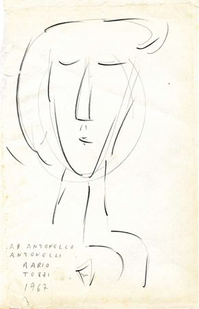 Mario Tozzi Ritratto, 1967 matita su carta, cm. 28x18 Firma in basso a sx...