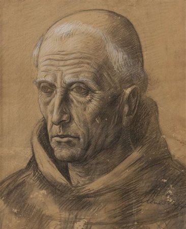 Ubaldo Oppi Studio per testa di Santo, 1931 Carboncino su carta, cm. 58x47...