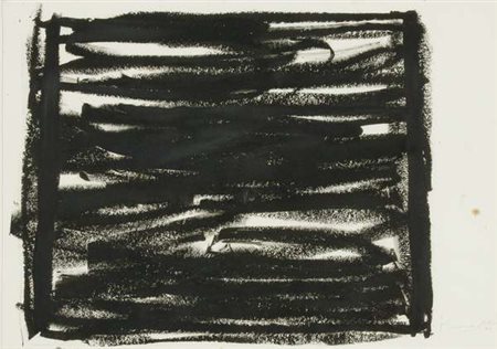 Jannis Kounellis Senza titolo, 1997 carboncino su carta, cm. 42x60 Firma in...