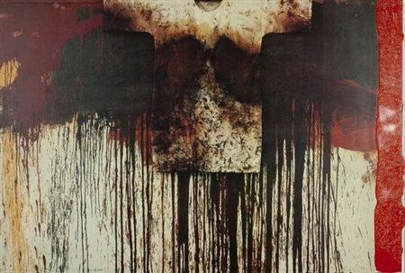 Hermann Nitsch Ubermalte bild, 1991 stampa con intervento a mano, es. 3/150,...