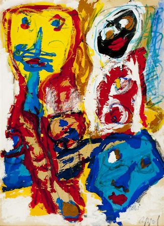 Karel Appel Senza titolo, 1960 ca acrilico, gouache, gessi su cartoncino...