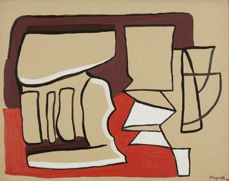 Alberto Magnelli Composizione, 1934 gouache su cartone, cm. 47x60 Firma in...