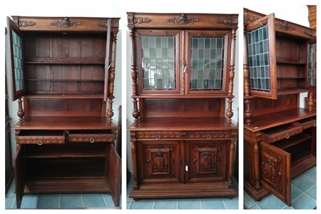 CREDENZA A DUE CORPI IN NOCE