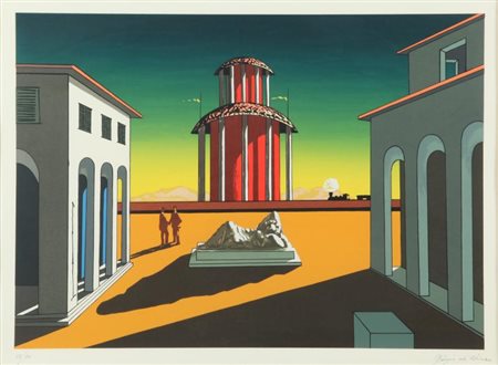 GIORGIO DE CHIRICO (1888-1978) Piazza d'Italia serigrafia 53/60 cm 50x70...