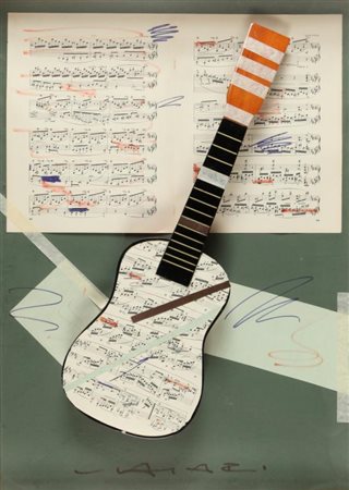 GIUSEPPE CHIARI (1926-2007) Senza titolo 2000 chitarra e spartito su tavola...