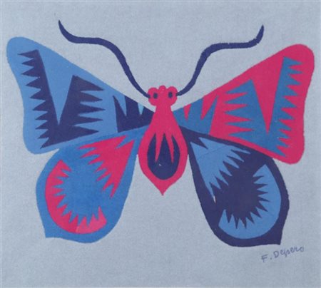 FORTUNATO DEPERO (1892-1960) Farfalla Zig-Zag 1920 tarsia di stoffe colorate...