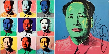 ANDY WARHOL (1928-1987) Mao 1972 biglietto d'invito cm 16,7x34,6 firmato sul...