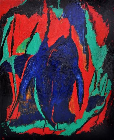 DINO CASTELVECCHI (1960) Delfino azzurro, 1980 olio su compensato cm 120x97...