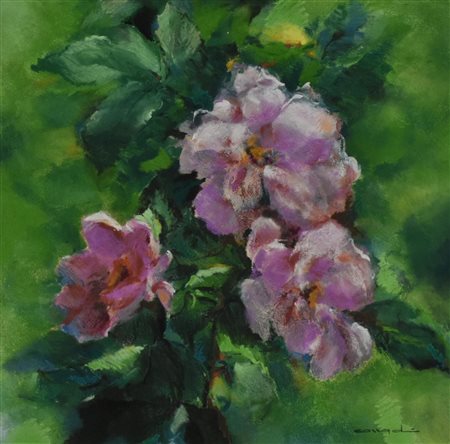 Alfonso Corradi FIORI olio su cartone telato, cm 50,5x50,5 firma