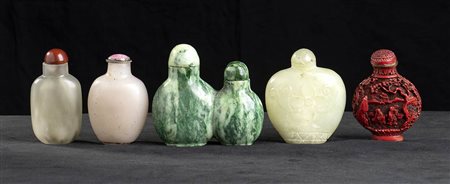 CINQUE SNUFF BOTTLES<br>Cina, XX secolo