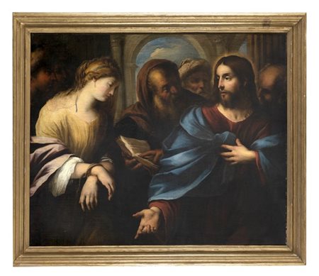 Stefano Magnasco Cristo e l'adultera
Olio su tela, cm 97x118
In cornice dorata (