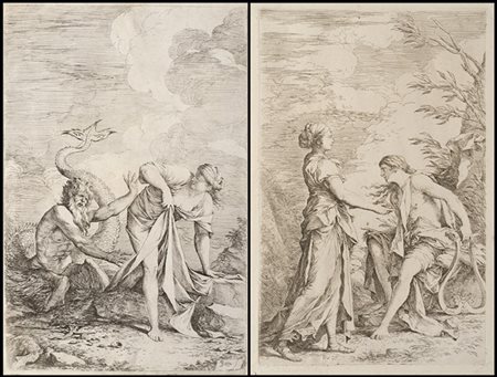 Salvator Rosa Glauco e Scilla; Apollo e la sibilla cumana
Due acqueforti, la pri