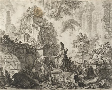 Giovanni Battista Piranesi Capriccio con la statua di MinervaAcquaforte