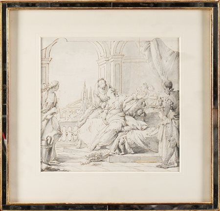 Francesco Zugno La morte di Cleopatra
Penna, inchiostro bruno e acquerello grigi