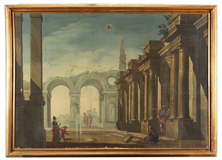 Scuola lombarda del secolo XVIII

Capriccio con architetture e figure
Olio su t