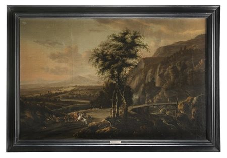 Philips Wouwerman (attr.)

Paesaggio con cavalieri e dame
Olio su tela, cm 106x1