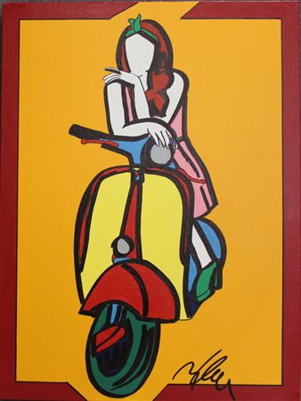 LODOLA MARCO(DORNO 1955)Donna su vespa