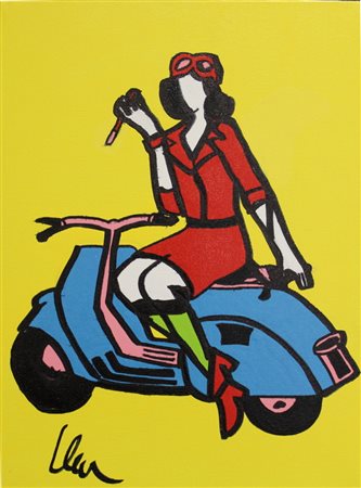 LODOLA MARCO (DORNO 1955). Pin-up su vespa