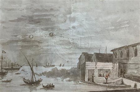 Disegno di autore anonimo raffigurante il porto di Catania (Catania,...