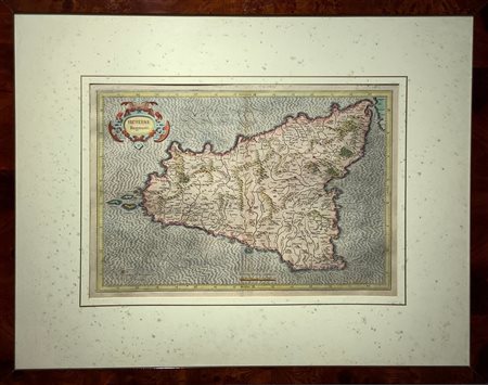 Sicilia Regnum, 1589, Gerard Mercator Kremer, Duisburg. Cm 33,8 x 47,8...