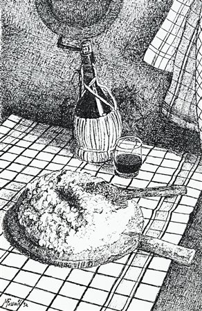 MARIO FOSSATI (1918-1999) - Senza Titolo (Vino e polenta), 1992