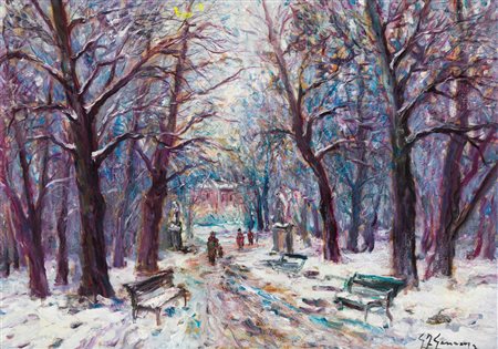 GIOVAN FRANCESCO GONZAGA (1921-2007) - Nevicata ai giardini, 1985