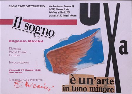 MICCINI EUGENIO Firenze (Fi) 1925 Segni al muro 1989 Mista e collage su carta...