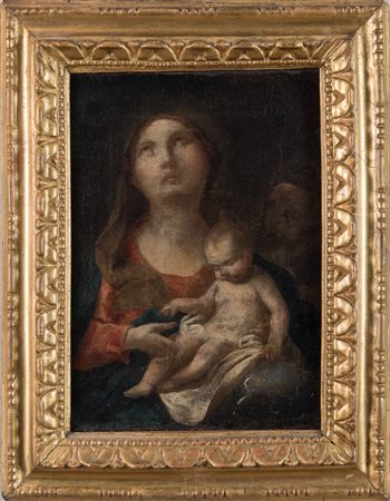 Maestro Bolognese del XVIII secolo "Madonna con Bambino". Olio su tela. Cm...