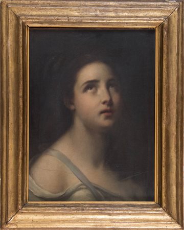 Maestro del XIX secolo "Figura di donna". Olio su tela. Cm 43,5x32.