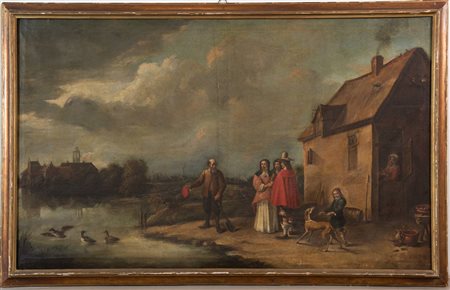 Atelier di David Teniers II ( Anversa 1610 - Bruxelles 1690) "Paesaggio con...