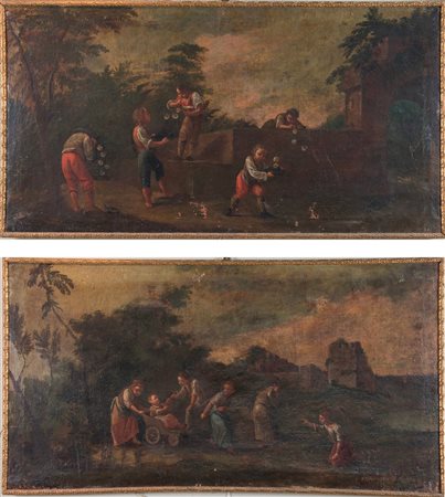 Maestro Veneto del XVIII secolo "Gioco delle bolle di sapone" e " Gioco della...