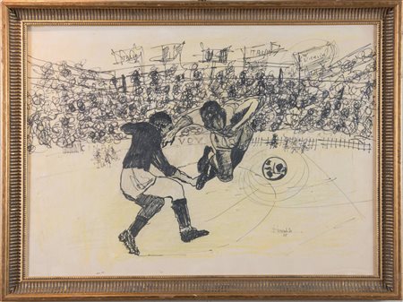 PAOLO BRAMBILLA (Bologna 1936) “W l’Italia”, 1968. Disegno su carta applicato...