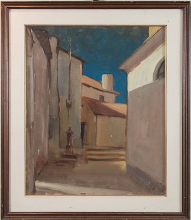 TONINO DAL RE (Imola 1924 - 2010) “Scorcio”. Olio su tela. Cm 60x50. Opera...