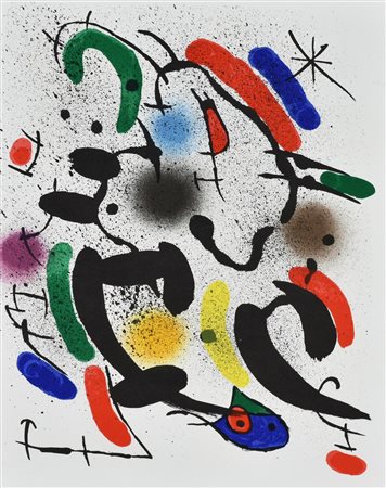 Joan Miro' SENZA TITOLO litografia su carta (d'apres), cm 34x26; litografia...