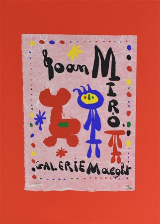 Joan Miro' ESPOSIZIONE D'ARTE litografia su carta di riso (d'apres), cm...