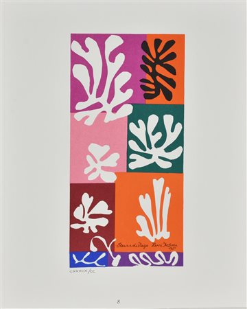 Henri Matisse FIORI DI NEVE litografia su carta (d'apres), cm 43x33,5; es....