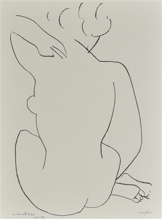 Henri Matisse NUDO DI SCHIENA litografia su carta (d'apres), cm 43x33,5; es....