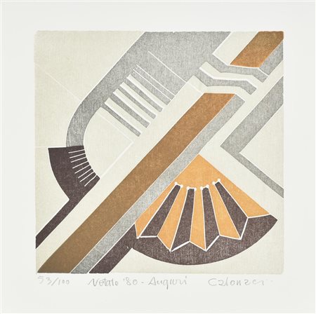 Giuseppe Calonaci COMPOSIZIONE serigrafia su carta, cm 21,5x21,5; es. 53/100...