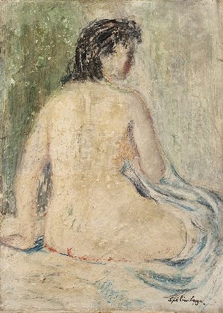 Adriano di Spilimbergo "Nudo femminile" 
olio su tela (cm 46x33)
Firmato in bass