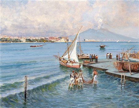 Attilio Pratella "Golfo di Napoli" 
olio su cartone (cm 30x40)
Firmato in basso