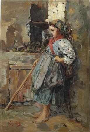 Vincenzo Irolli "La pastorella" 
olio su cartone perssato (cm 31x21,5)
Firmato i