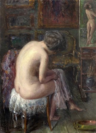 Giovanni Gaetano Galeazzi "La modella" 
olio su tela (cm 70x50)
Firmato in basso